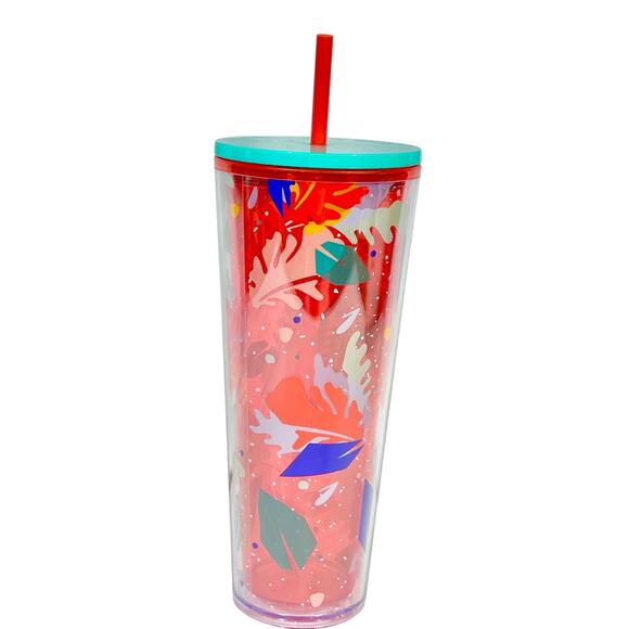 Starbucks Hibiscus Leaf Red Acrylic Cold Cup Tumbler 24 oz Venti 2020 New - Picture 2 of 8